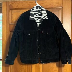 Levi's Zebra Black Corduroy Reversible Jacket Cordura Size Large L